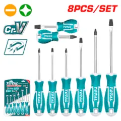 TOTAL TOOLS - Kit Set Juego Destornilladores 8 Piezas Total Tht250608