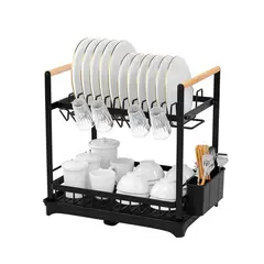 SIMPLIT - Secaplatos Escurridor Acero Inox Valencia 2 Niveles - Negro