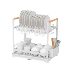 SIMPLIT - Secaplatos Escurridor Acero Inox Valencia 2 Niveles - Blanco