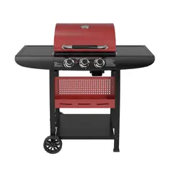 AMERICAN GRILL - Set Parrilla a Gas 3 Quemadores Kansas Red + Funda
