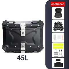 GENERICO - Maleta Moto Top Case Aluminio 45 Litros X-series + Respaldo, Negro