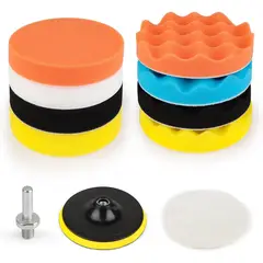 GENERICO - Set 10 Accesorios Discos Esponjas Pulir Auto 12cm Diámetro