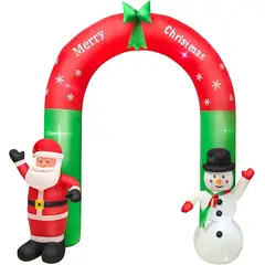 GENERICO - ARCO DE NAVIDAD INFLABLE VIEJITO PASCUERO Y MUÑECO DE NIEVE 240CM