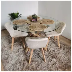 CORI CORI - Comedor Warwick 100cm + 4 Sillas Mariposa Velvet