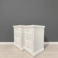 GENERICO - Par de Velador de Madera 3 cajones 45x40x70 color Blanco