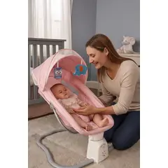 JAGIMA - Cuna Bebe Mecedor Eléctrico 3 En 1 Música Silla Mecedora - Rosa claro