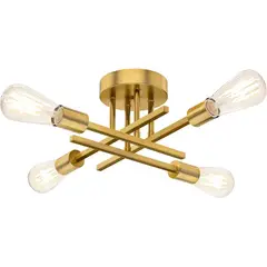UMEXUS - Lámpara de Techo Metálica 4 Luces Cobre Moderna Sin ampolleta