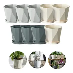 TNAKIEX - 9 Pcs Macetas De Plastico Con Separador De Agua Tricolor