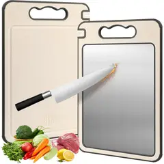 KUANGYE - Tabla De Cortar Doble Cara Acero Inoxidable 36x25cm Cocina