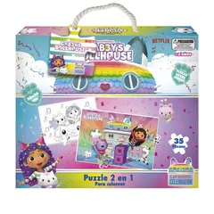 LA CASA DE GABBY - Puzzle 35 Piezas 2 En 1 Para Colorear