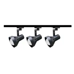 WANT - Lámpara 3 Focos Negros Par30 con Ampolleta 15W Luz Cálida más Riel 1mt