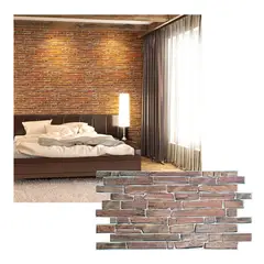 MERCAR RAY - Wall Panel PVC 3D 97 x 49 cm PIZARRA MARRÓN 4.4m² (10 Paneles)