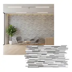 MERCAR RAY - Wall Panel PVC 3D 95 cm x 47.7cm Madera Grafito 0.40m² (10 Paneles)