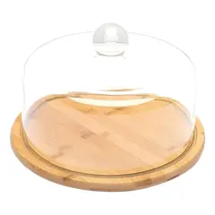 PASTELERIUSCL - Base Para Torta Porta Torta Con Tapa Soporte De Bambu 25cm