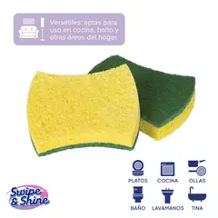 SWIPE AND SHINE - Set 6 Esponjas Resistente Cocina Heavy Duty Swipe & Shine