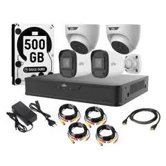 UNIVIEW - Kit 4 Camaras 2 Bala 2 Domo 1080p App Movil 500gb