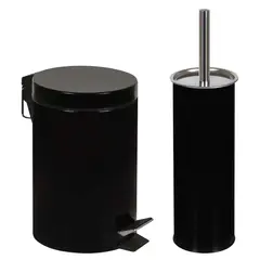 GENERICO - Set de baño papelero y escobilla WC negro Mor