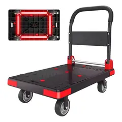 EVERSO - Carro Carga Yegua Plegable Plataforma Grande 4 Ruedas Negro
