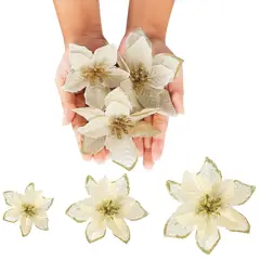 KUANGYE - Pack 10 Flores Navideñas Adorno Navidad Árbol Con Clip 14cm