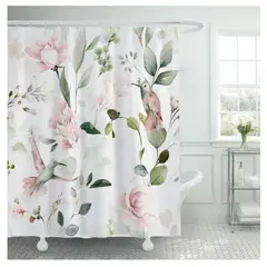 COMPRAPO - Cortina Baño Impermeable Jardín de Colibríes más 12 Ganchos