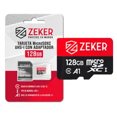 ZEKER - Tarjeta Micro Sd Memoria 128 Gb Velocidad 100mbps Adaptador SD
