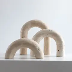 SANTU HOME & DECO - Set 3 Arcos Figura Deco Estilo Marmol Travertino