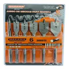 MAKAWA - Kit Juego Set De Mecha De Madera Para Taladro 6 Pieza