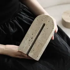 SANTU HOME & DECO - Arco Escultural Piedra Travertino Decorativo Grande