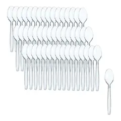 PASTELERIUSCL - 50 Cucharas Helado Cucharas Postres Cucharas Desechables Transparente Cuchara Desechable Cucharas