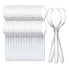 PASTELERIUSCL - 100 Cucharas Helado Cucharas Postres Cucharas Desechables Transparente Cuchara Desechable Cucharas
