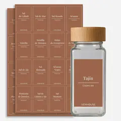 VENHOOUSE - 210 Etiquetas Especieros Impermeables Organización Cocina Marrones