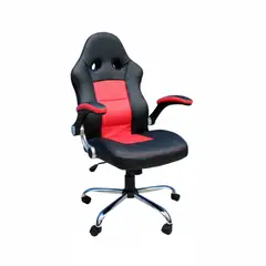 AGUILA - Silla Gamer Spectre de Cuero Sintético con Curva lumbar y Mecedora - Negro y Rojo