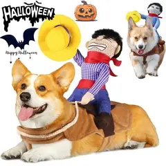 DANWEILE - Disfraz divertido para Perro Halloween - Vaquero Cabalgando - Talla L