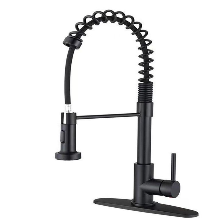 Acero inoxidable Grifo de cocina 360° Giro Palanca Negro