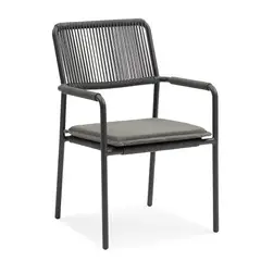 DECO EXTERIOR - 4 Sillas de terraza Aluminio Nara - Charcoal Grey