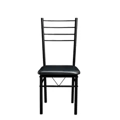 GENERICO - Silla Metálica Negra Con Asiento Acolchado 90×40×38 Cm Liso Negro Negro