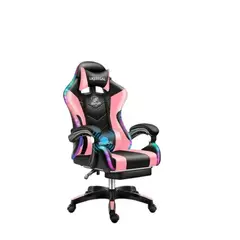GENERICO - Silla De Escritorio Gamer Ergonómica Luz Led Rgb color ROSADO