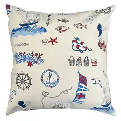 ELIZABETH PEPER - Cojin Decorativo Diseño Marinero Azul 50x50 Relleno