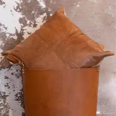 GENERICO - Cojín Decorativo de Cuero Vacuno 50 x 50 cm Mosaico Crash - Marron