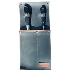 KOYAM - - Funda Cuero + Cuchillo Chef + Tenedor. Kit Premium - Azul - Talla única