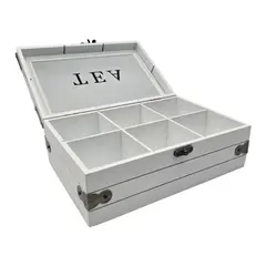 GENERICO - Caja De Te Porta Te Caja De Madera Para El Te 6 Divisiones - Blanco