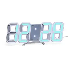 WELDMON - Alarma Digital LED 3D Reloj de Pared Luz Azul-Blanco Azul