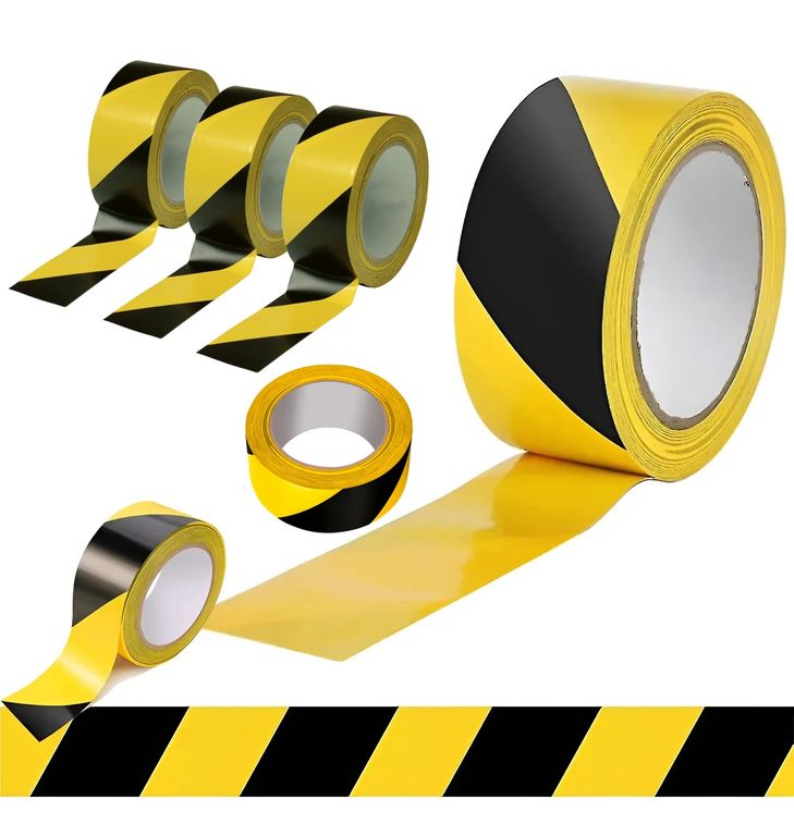 6× Cinta Delimitadora Amarillo Negro Demarcadora Seguridad 5cm×33M