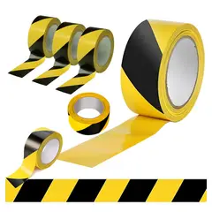 KUANGYE - 6× Cinta Delimitadora Amarillo Negro Demarcadora Seguridad 5cm×33M