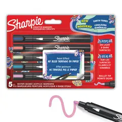 SHARPIE - Set 5 Marcadores Acrylic Punta Redonda Tonos Tierra