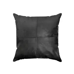 GENERICO - Cojín Decorativo de Cuero Vacuno 50 x 50 cm Mosaico Crash - Negro