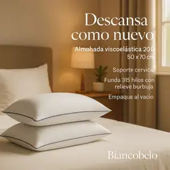 BIANCOBELO - 2 pack Almohada Cervical Viscoelástica 50x70