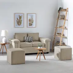 MUEBLES COTTONI - Sofá 2 cuerpos + 2 Pouf Sicilia Tela