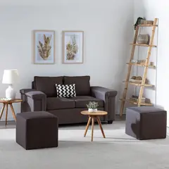 MUEBLES COTTONI - Sofá 2 cuerpos + 2 Pouf Sicilia Tela