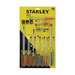 STANLEY - Juego de Destornilladores Pts Magnéticas - 10 Piezas